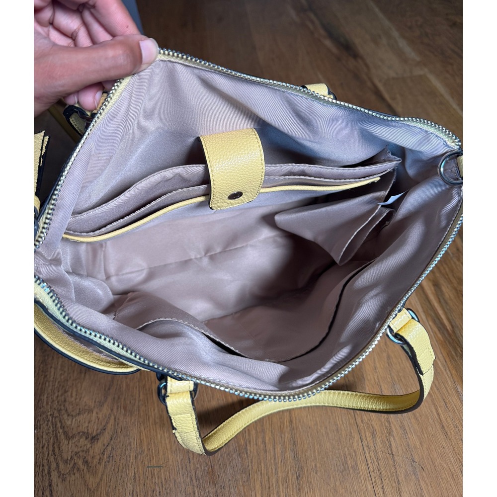 Dana Buchman Butter Yellow Faux Leather Tote Bag Shoulder Purse - Picture 7 of 8